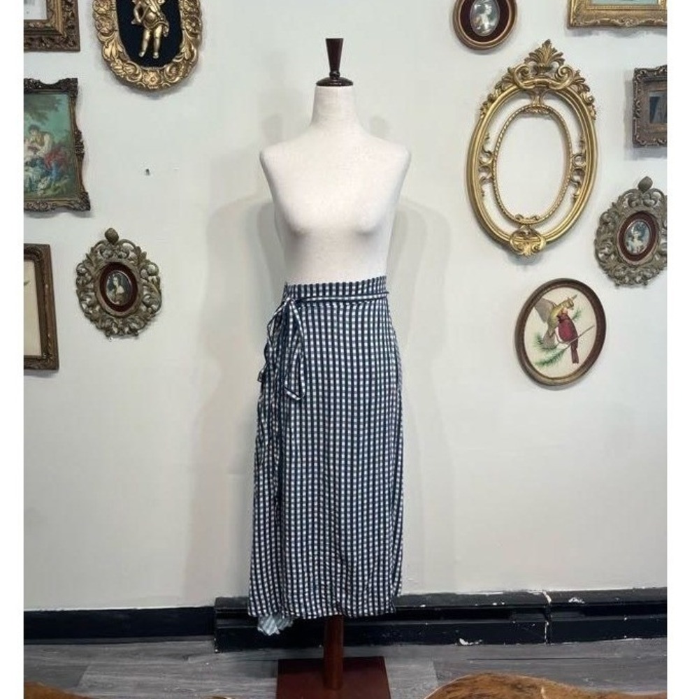 Preen by Thornton Bregazzi Gingham Silk Wrap Midi Skirt - Size XS